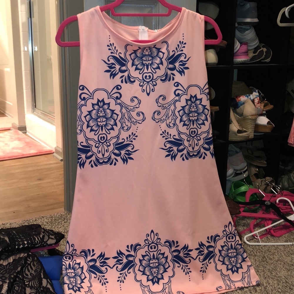 Pink and blue patterned lightweight dress